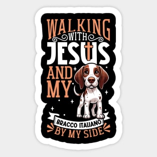 Jesus and dog - Bracco Italiano Sticker